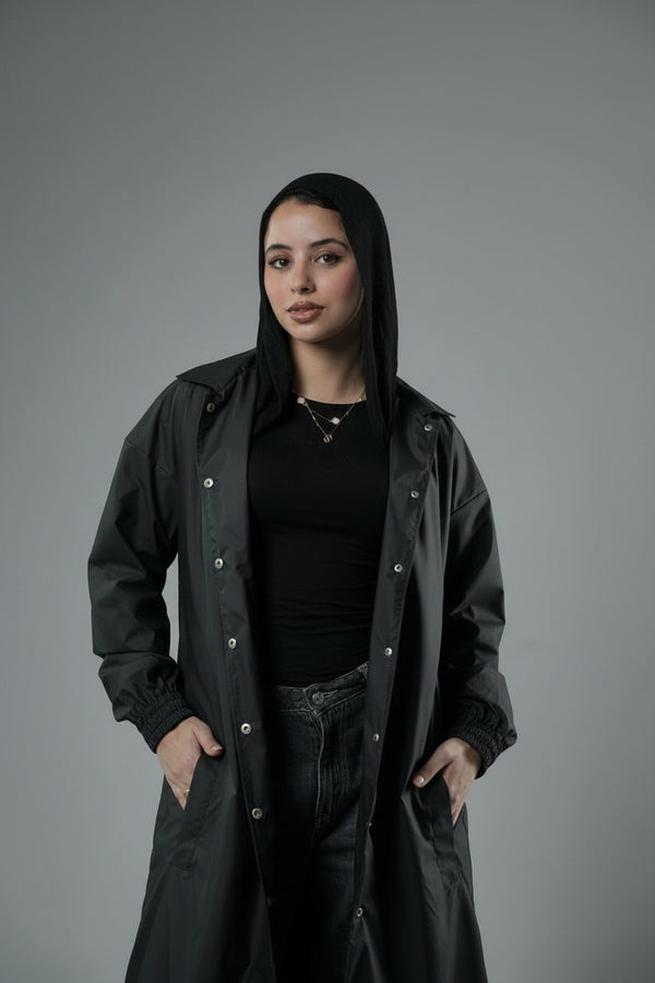 Long Water-Repellent Cover-Up Coat